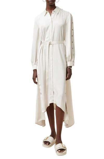 Allsaints Lexi Long Sleeve High-low Shirtdress In Tofu White