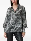 Allsaints Leyla Silk Linen Blend Shirt In Black