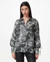 Allsaints Leyla Silk Linen Blend Shirt In Evolve Slate Grey