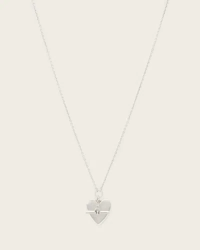 Allsaints Lia Heart Necklace In Metallic