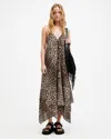 Allsaints Womens Leopard Brown Lil Leopard-print Sleeveless Cotton Maxi Dress In Leopard Brown