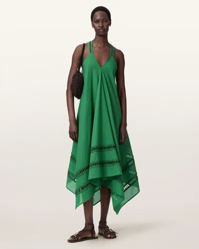 Allsaints Lil Handkerchief Hem Cotton Dress In Green