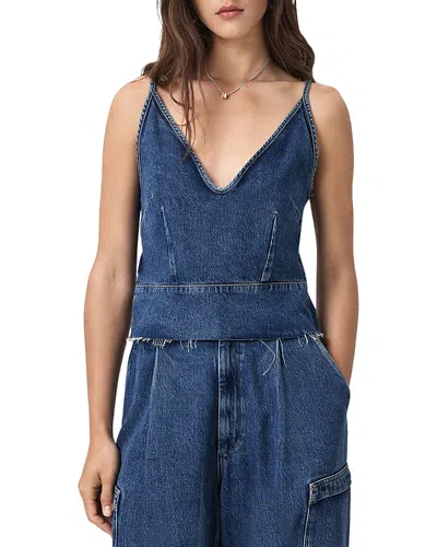 Allsaints Lilah Denim Slim Tank Top In Purple