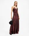 Allsaints Lili Tanana Printed Maxi Dress In Metallic Red