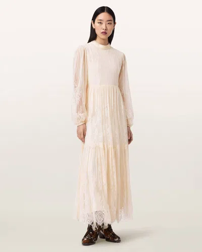 Allsaints Lillian Embellished Maxi Dress In Neutral
