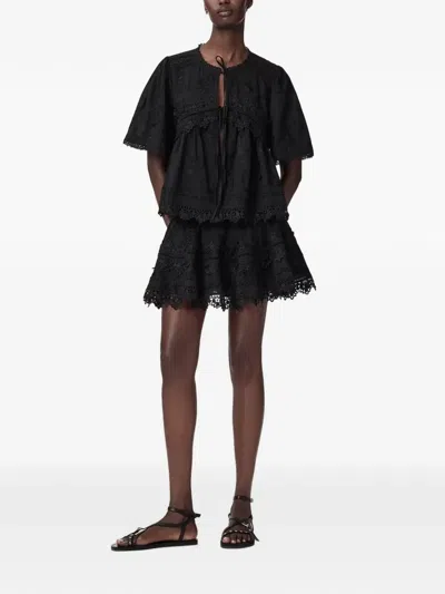 Allsaints Female Lillith Embroidered Mini Skirt In Black
