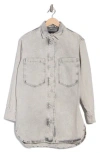 Allsaints Lily Denim Shacket Dress In Snow Grey