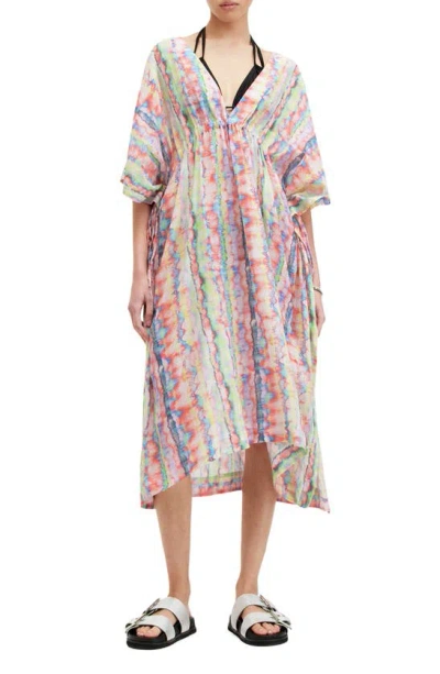 Allsaints Lina Melissa Tie Dye Organic Cotton Cover-up Dress In Rainbow Multi