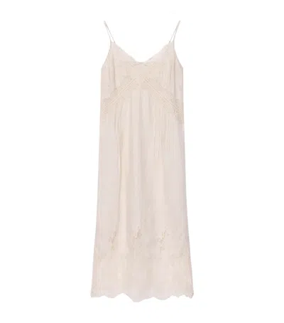Allsaints Linen And Lace Samia Midi Dress In White
