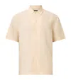 Allsaints Mens Hammock Taupe Bandol Relaxed-fit Short-sleeve Linen-blend Shirt Xxl In Neutral