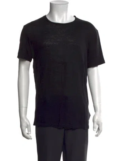 Pre-owned Allsaints Linen Crew Neck T-shirt In Black