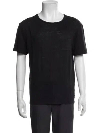 Pre-owned Allsaints Linen Crew Neck T-shirt In Black
