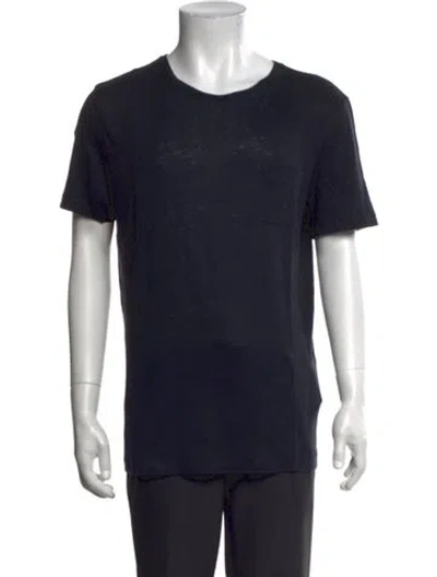 Pre-owned Allsaints Linen Crew Neck T-shirt In Blue