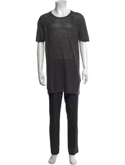 Pre-owned Allsaints Linen Crew Neck T-shirt In Grey