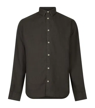 Allsaints Mens Washed Black Cypress Relaxed-fit Linen Shirt