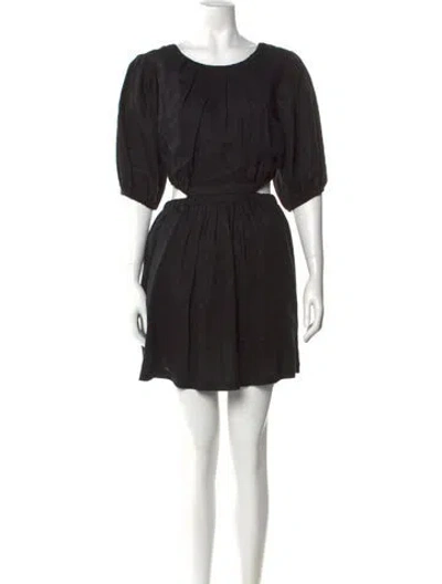Pre-owned Allsaints Linen Knee-length Dress In Black