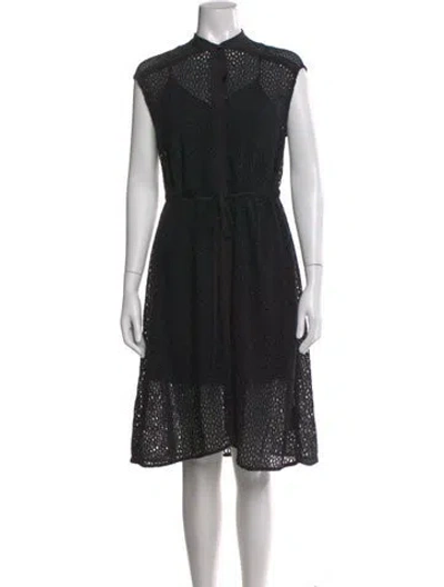 Pre-owned Allsaints Linen Knee-length Dress In Black
