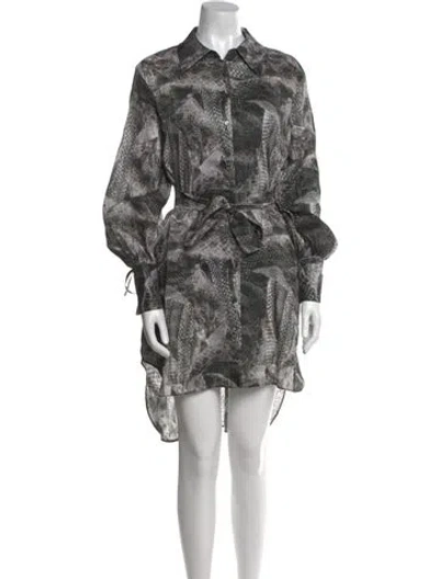 Pre-owned Allsaints Linen Knee-length Dress In Gray