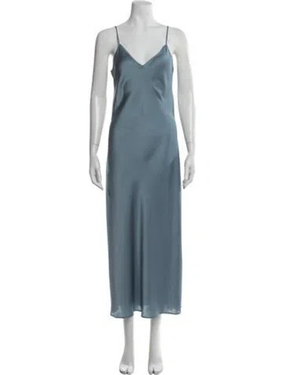 Pre-owned Allsaints Linen Long Dress In Blue
