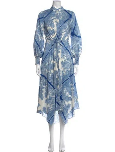 Pre-owned Allsaints Linen Long Dress In Blue