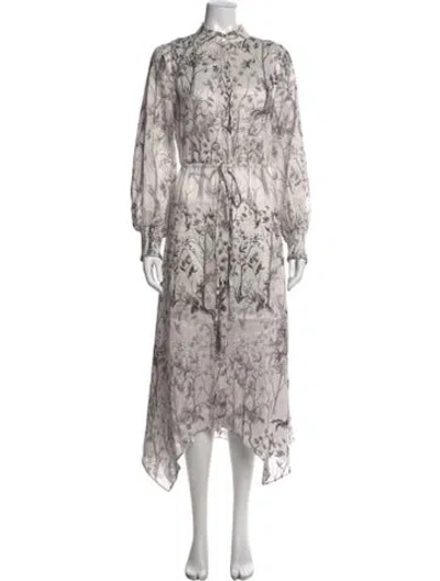 Pre-owned Allsaints Linen Midi Length Dress In Gray