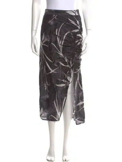 Pre-owned Allsaints Linen Midi Length Skirt In Gray
