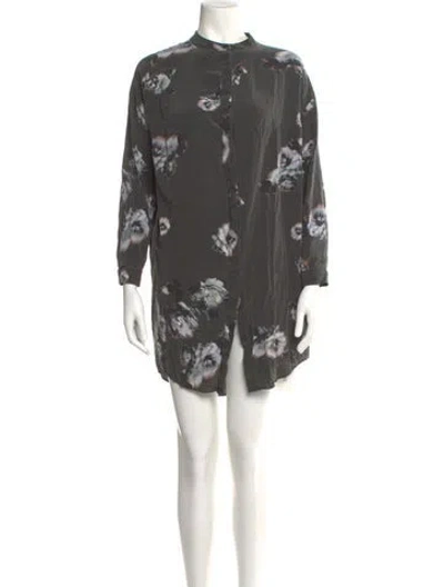 Pre-owned Allsaints Linen Mini Dress In Gray