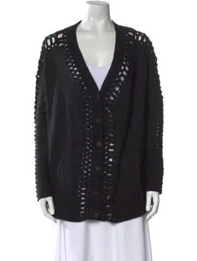 Pre-owned Allsaints Linen V-neck Sweater W/ Tags In Black