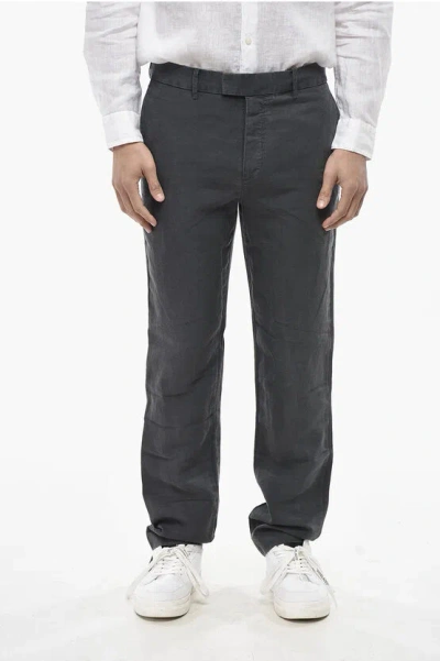 Allsaints Linen-blend Straight-leg Trousers Tansey In Gray