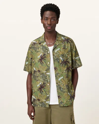 Allsaints Liner Printed Relaxed Fit Shirt In Barrel Brown