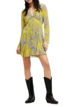 Allsaints Lini Inspiral Ruffled Mini Dress In Zest Lime Green