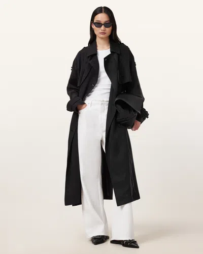 Allsaints Linnie Lightweight Trench Coat In Black