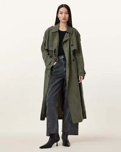 Allsaints Linnie Lightweight Trench Coat In Grape Leaf Green