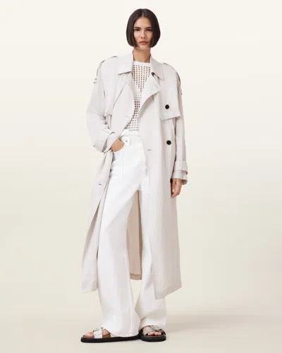 Allsaints Linnie Lightweight Trench Coat In White
