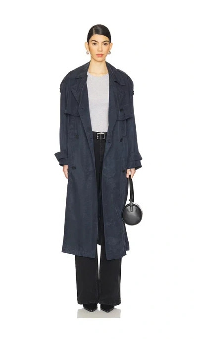 Allsaints Linnie Trench In Blueberry Blue