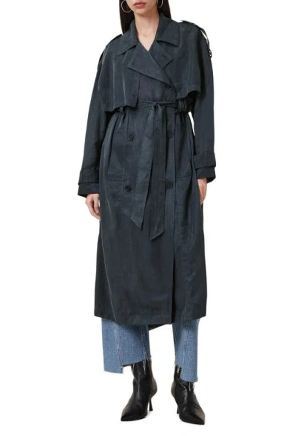 Allsaints Linnie Trench Coat In Blueberry Blue