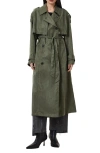 Allsaints Linnie Trench Coat In Grape Leaf Green