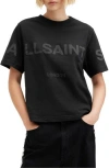Allsaints Womens Black Lisa Logo-print Relaxed-fit Organic-cotton T-shirt