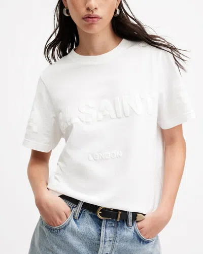 Allsaints Lisa Biggy Logo T-shirt In Optic White