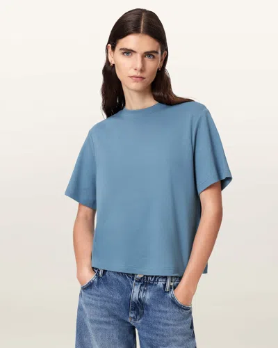 Allsaints Lisa Boxy Crew Neck T-shirt In Blue
