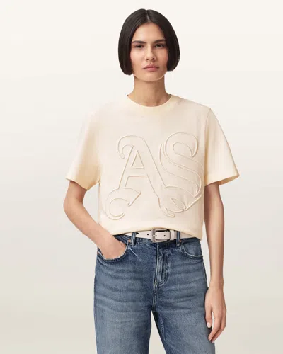 Allsaints Lisa Embossed Crew Neck T-shirt In Neutral