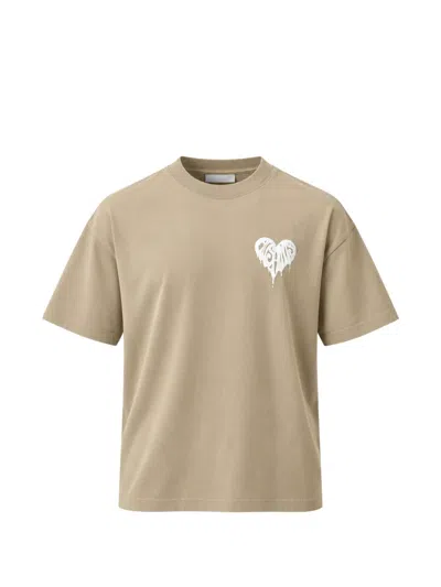 Allsaints Lisa Trip Heart-print T-shirt In Brown
