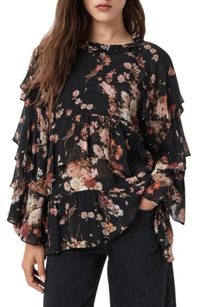 ALLSAINTS ALLSAINTS LISSIE FLORAL PRINT RUFFLE TOP