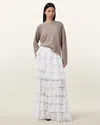 Allsaints Lizi Tiered Lace Maxi Skirt In Chalk White