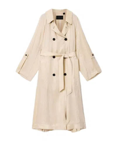 Allsaints Lizie Double Breasted Trench Coat In Brown
