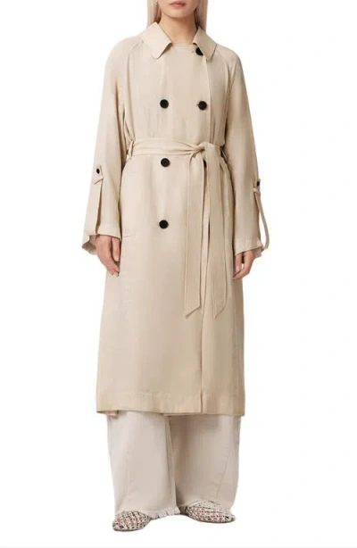 Allsaints Lyocell Lizie Double Breasted Trench Coat In Neutral