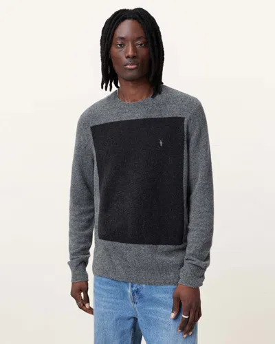 Allsaints Lobke Knitted Ramskull Crew Neck Jumper In Charcoal Grey
