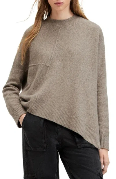 Allsaints Lock Asymmetric Sweater In Doe Brown