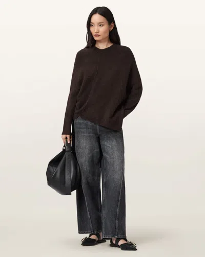 Allsaints Lock Crew Neck Sweater In Burgundy