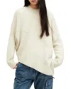 Allsaints Lock Crew Neck Asymmetric Sweater In Muted Green